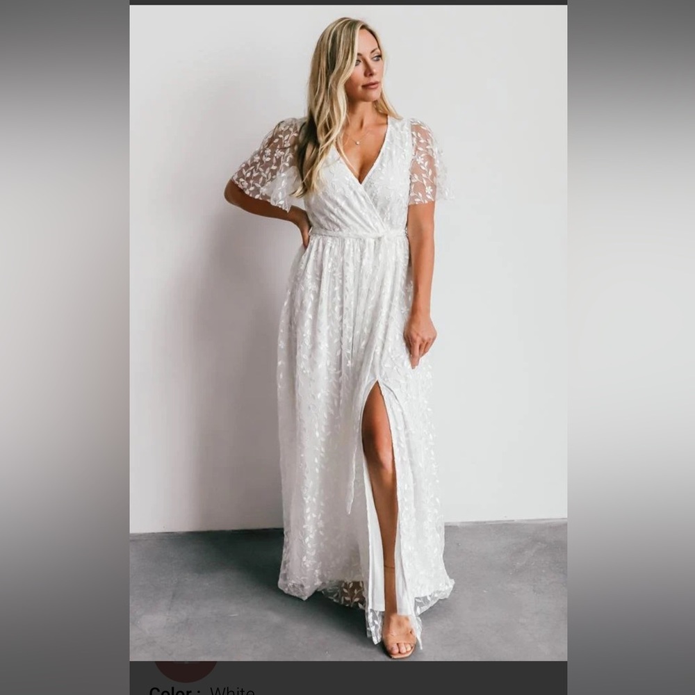 Baltic Born Marseille Embossed Maxi Dress in White, Medium